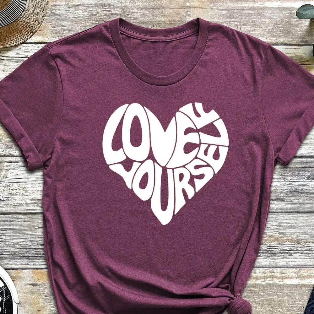 Футболка Love Yourself День Святого Валентина мотивация для самостоятельного ухода