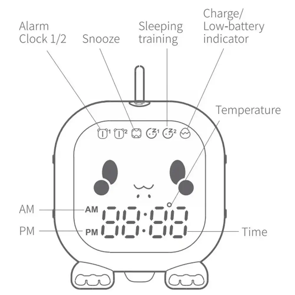 Funny Cute Alarm Clock For Children Dinosaur Digital Alarm Clock Night Light Bedside Desktop Kids Sleep Trainier Wake Up Cl J1G9 images - 6