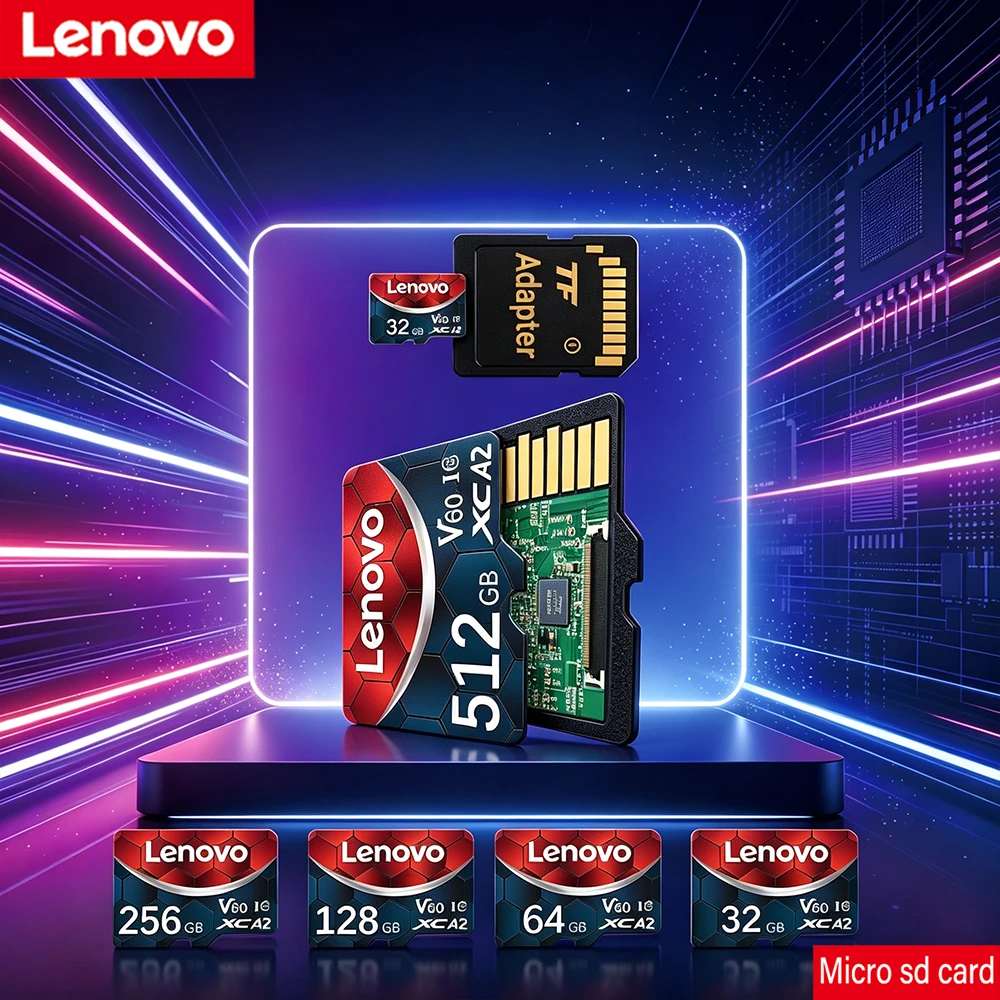 Фото Высокоскоростная карта памяти Mini SD Lenovo 512 ГБ, 256 ГБ, 128 ГБ, 64 ГБ, 32 ГБ - расширяемая память класса 10 для телефонов, планшетов, камер №1