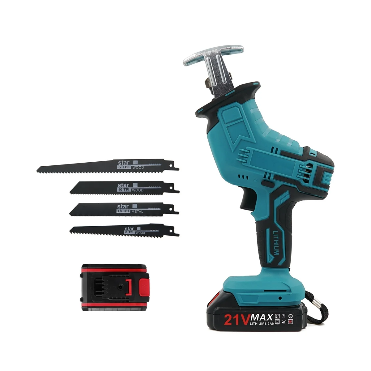 

Cordless Reciprocating Saw Adjustable Speed Chainsaw Wood Metal PVC Pipe Cutting Reciprocating Saw US Plug B