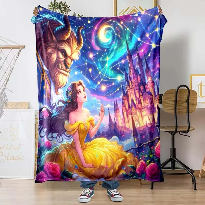 Красавица и Чудовище мультфильм узор одеяло гостиная спальня диван фланелевое