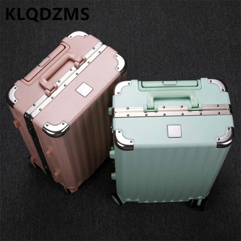 KLQDZMS Simple Vertical Candy Color Aluminum Frame Luggage Student Password Box 20 Inch Silent Wheel Boarding Box 24 Inch