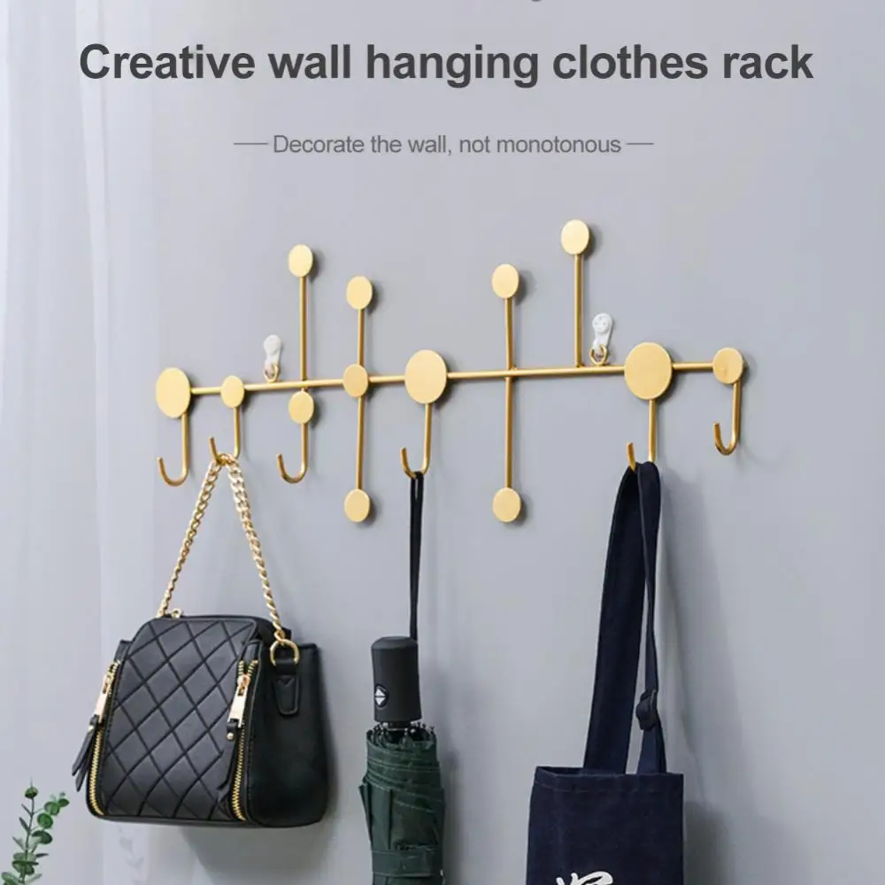 

Metal Wall Coat Rack And Hat Rack Multi-Function Mounted Hook Hangers Punch-free Hook For Livingroom Bedroom Decoration Fashion