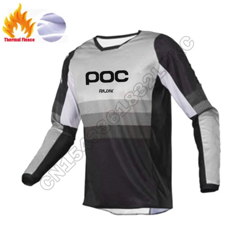 

2023 POC Men Winter Thermal Fleece Downhill Cycling Jersey Racing Motocross Jersey Motorcycle Shirts Long Sleeve Off-road Jersey