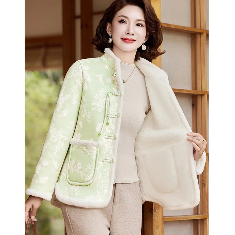 Новая хлопковая куртка с принтом в китайском стиле женская толстая теплая модная