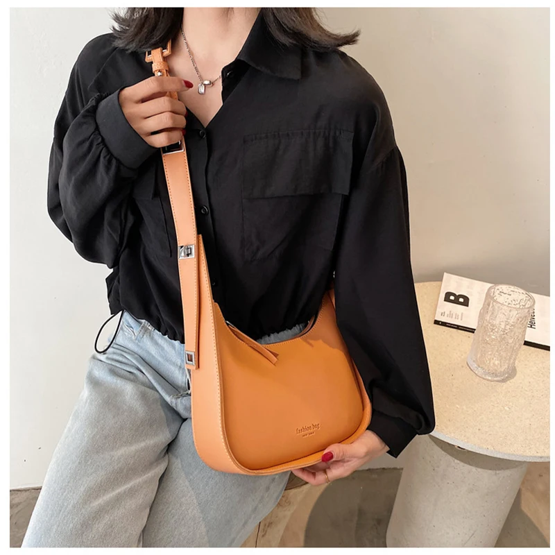 Toptrends Women's Crossbody Underarm Shouder Bag Retro Solid Color PU Leather Luxury Designer Brand Ladies Handbags And Purses