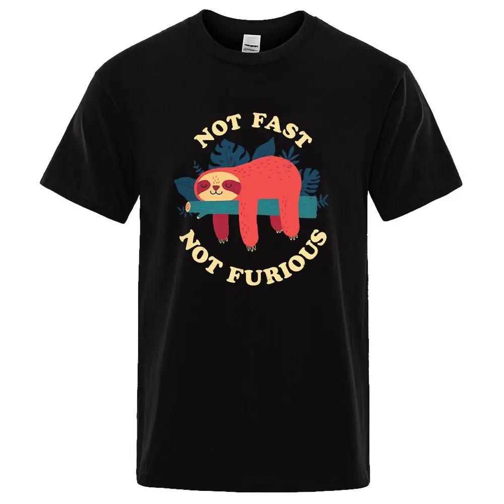 

Not Fast Not Furious Men Tee Shirts Breathable Brand Tops Street Fashion T-shirt Cartoons Printing Mens Casual Summer T Shirts