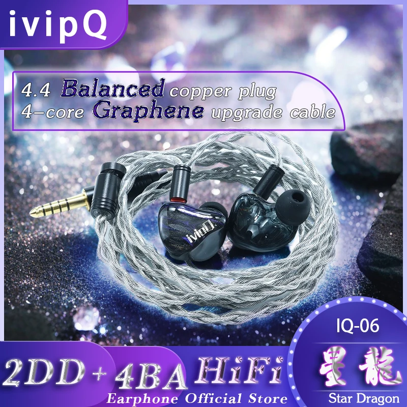 IvipQ Звездный дракон флагманский IEMS 2DD + 4BA Гибридный Драйвер HIFI аудиофил наушники смешанные с 4,4 мм 2PIN наушники кабель обновления (art.: 3920c8d7ebfb4) - 3920c8d7ebfb4