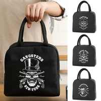 portable lunch bag insulated fresh cooler bag thermal skull print food picnic convenient lunch bag for women girl children tote
