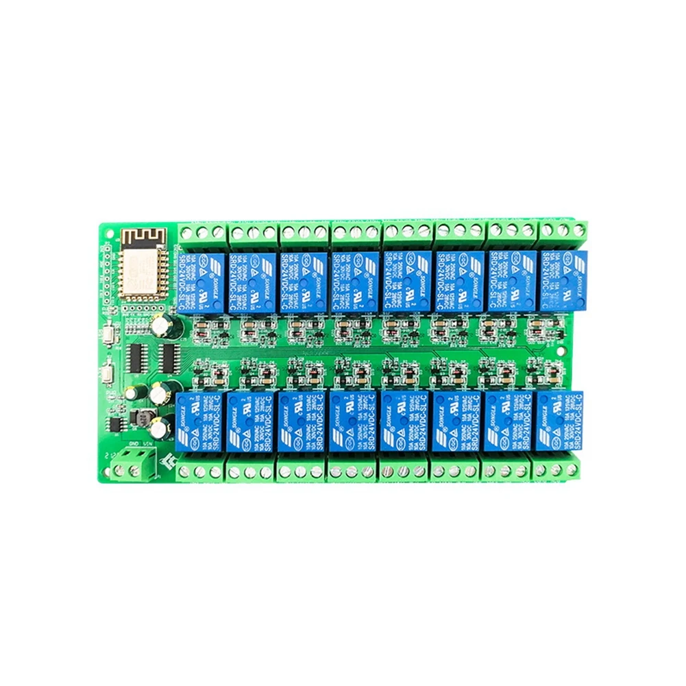 

ESP8266 Wi-Fi 16-канальный релейный модуль ESP-12F плата питания, 16-канальный релейный модуль, режим питания 12 В