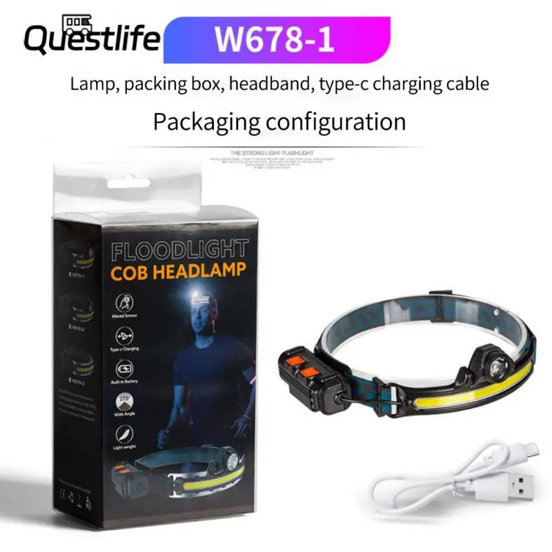 

Induction Headlamp COB LED Head Lamp With Built-in Battery Flashlight Rechargeable Head Lamp Work Light Fishing Light Headlight