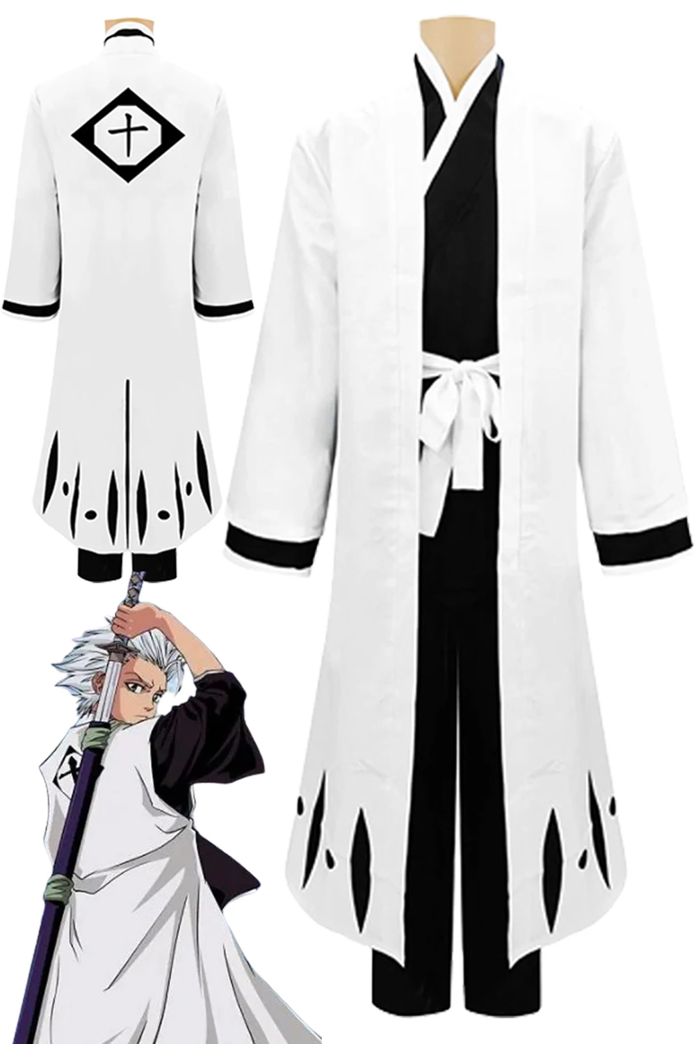 Костюм для косплея из аниме Hitsugaya Toushirou Фэнтезийный топ и брюки костюм Хэллоуина