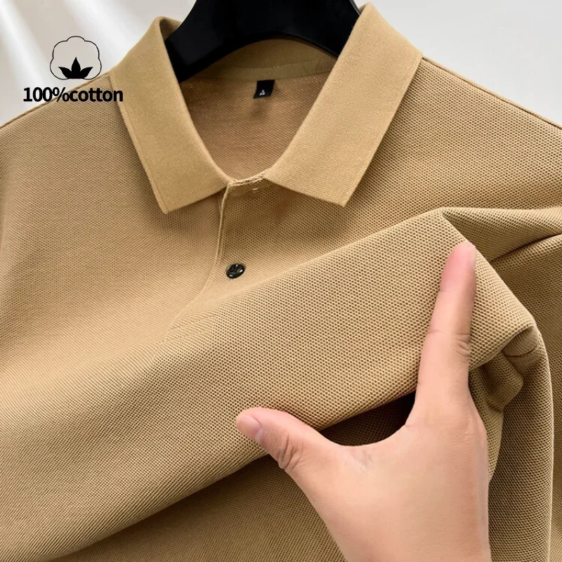 Мужская рубашка поло из 2024% хлопка — летняя модная повседневная футболка с