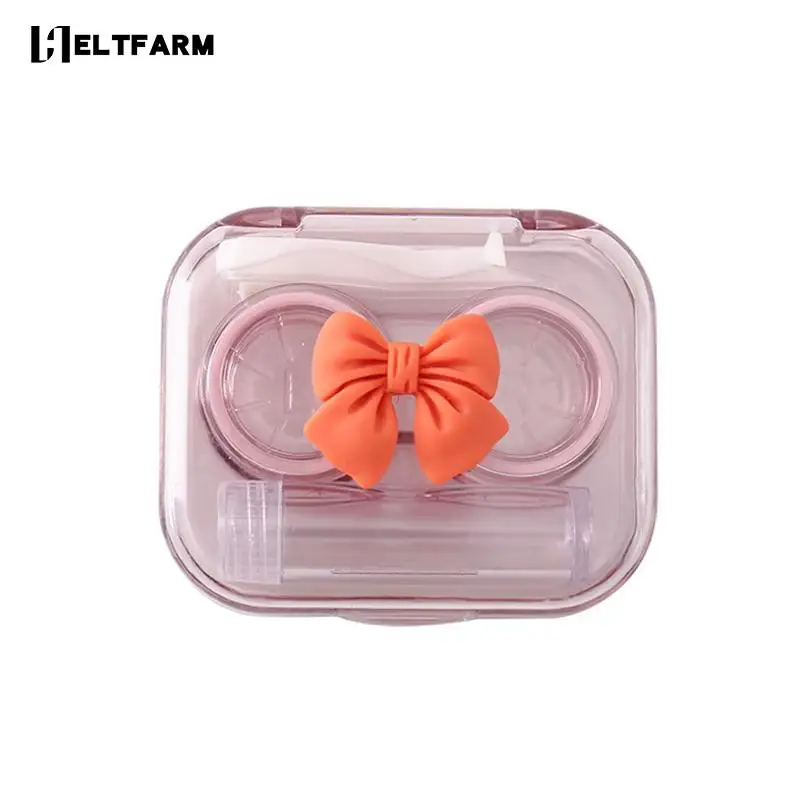 

Women Travel Portable Bow Contact Lens Box Transparent Tweezers Suction Stick Container Set Contact Lenses Case 2022 New Fashion