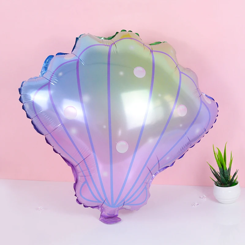 

1pc Aluminum Film Mermaid Theme Cartoon Fish Tail Shell Balloon Baby First Kids Birthday Princess Ocean Fairy Tale Party Decor