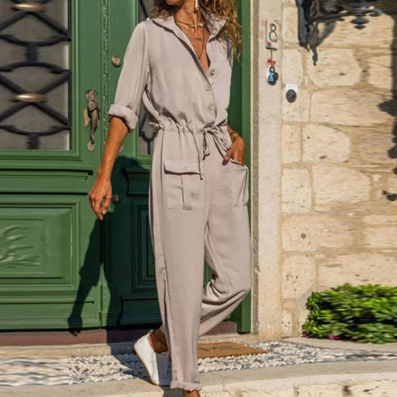

2023 Suit Women's Fashion Commuter Lapel Pocket Casual Pants Shirt Two Piece Set