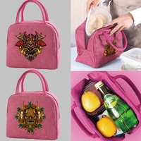 insulated canvas lunch bag for women cooler pack tote thermal bag portable picnic bags monster pattern lunch bags for work