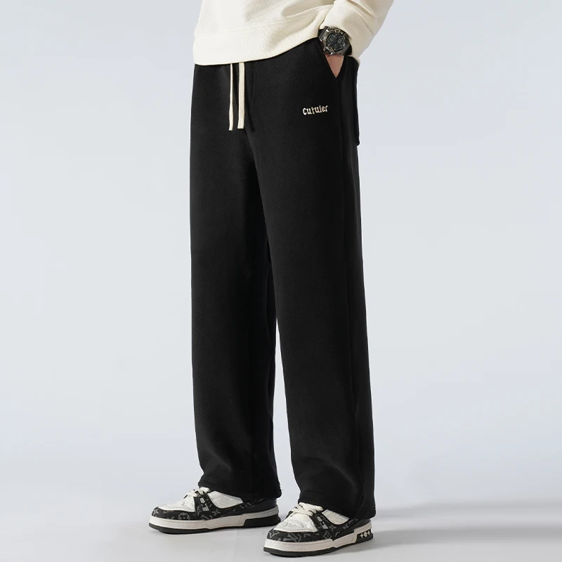 Новые зимние теплые спортивные штаны из плотного флиса мужские утолщенные