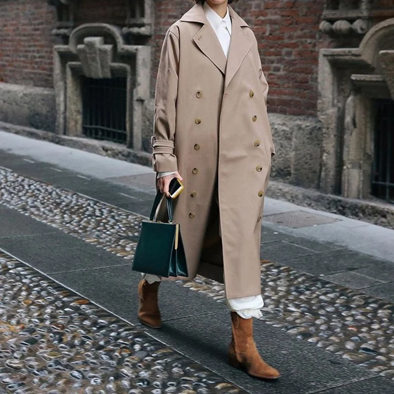 

Trench Coats for Women Jackets Cotton Winter Season Turn-Down Collar