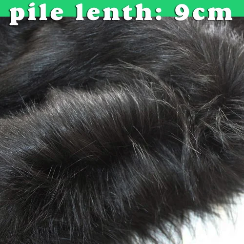 

9cm Pile Black Top Quality Faux Fur Fabric Long Pile Fur Fabric Costumes Cosplay Long Hair 60"wide Sold By The Yard