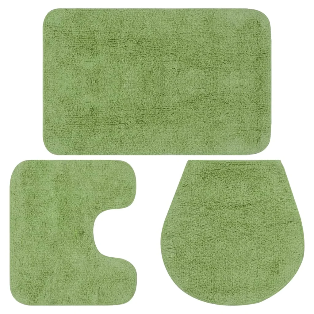 

Non-Slip Rugs 3 Piece Bathroom Mat Set Colorful Fabric Green Rug Set Anti-Static Water-Absorbent and Easy to Maintain Mats