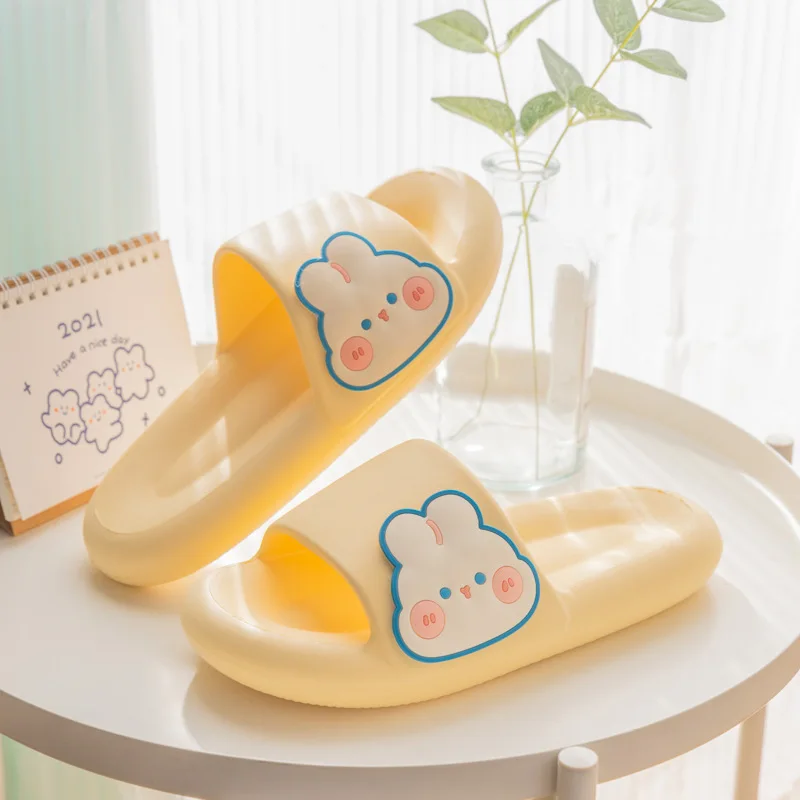 Rabbit Slippers Ladies Cute Platform EVA Sandals Couples Summer Soft Sole Indoor Bathroom Shoes Non-Slip Comfort Home Slides