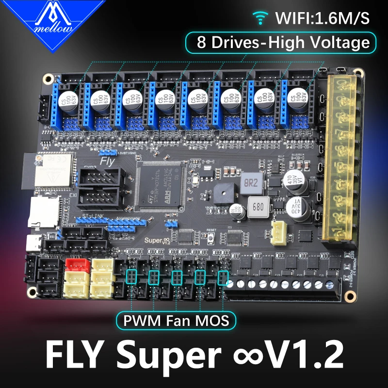 Меллоу супер♾️ Плата V1.2 3 hv Reprap 32Bit Wifi 2oz Pcb для материнской платы TMC2225 TMC2209