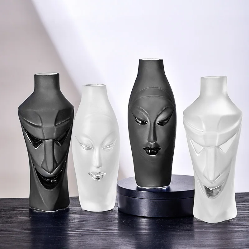 

Nordic creative Abstract art face glass vase, living room, table top flower arrangement and decoration