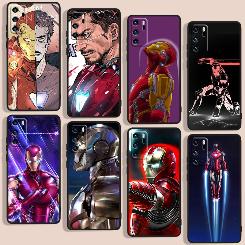 

Handsome iron man Phone Case For Huawei P10 P20 P30 P40 P50 Lite Pro 2019 Plus Lite E 5G Black luxury Silicone Back Soft Capa