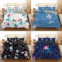 home textiles luxury 3d cartoon mermaid print duvet cover set 23 pcs pillowcase for girl kid bedding set queen king single size