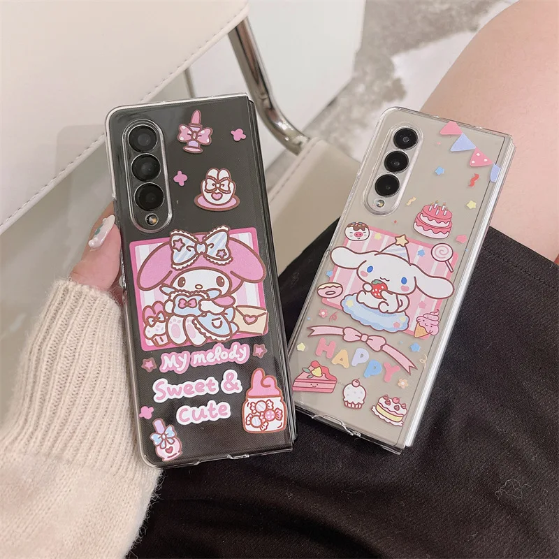 

Cartoon Transparent Phone Case for Samsung Galaxy Z Fold 3 5G Hard PC Back Cover for ZFold3 Case Protective Shell