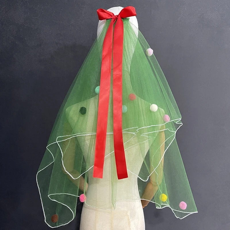 Популярная сетчатая вуаль с красочными помпонами для женщин и девочек всех