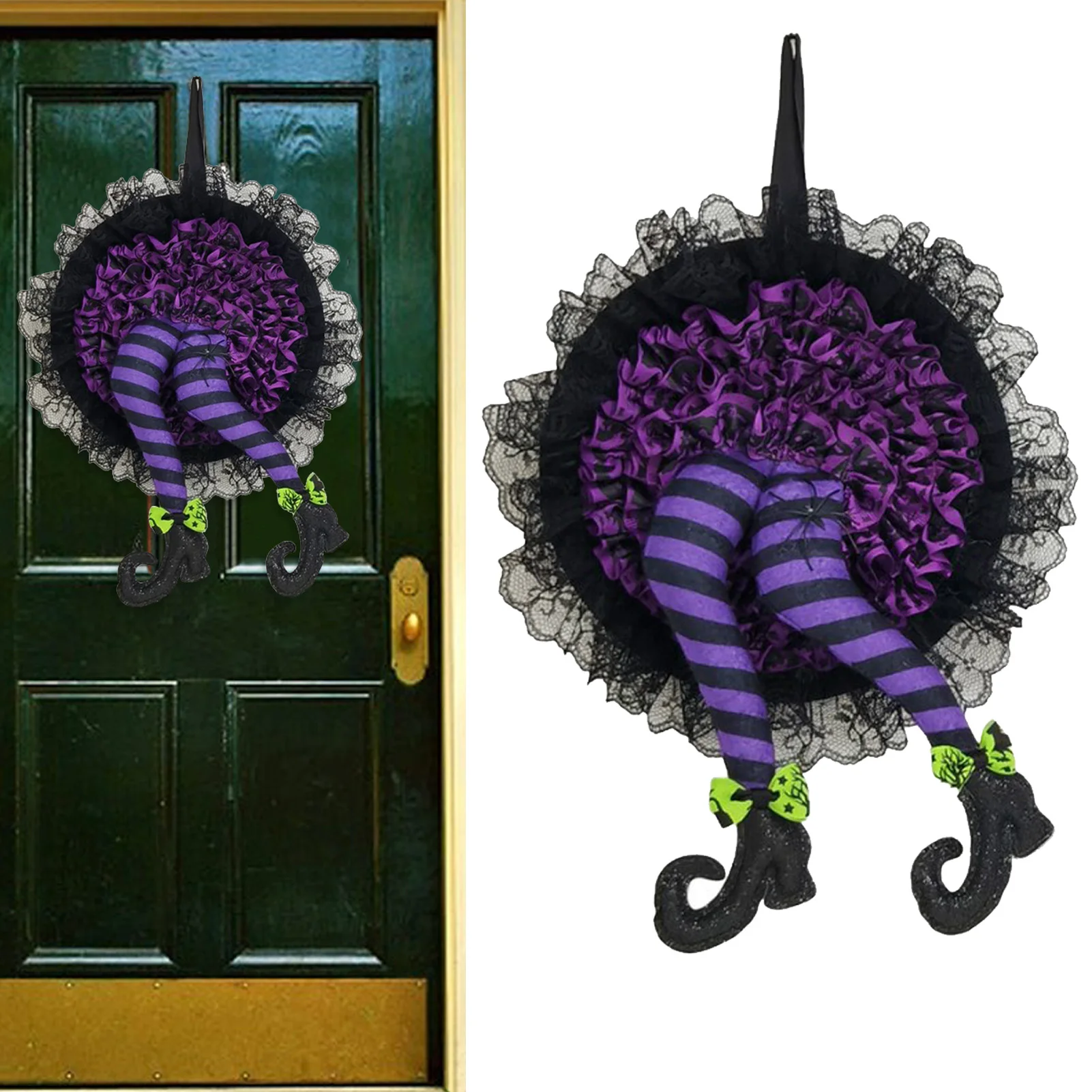 

Новинка 2022, венок ведьмы на Хэллоуин с ногами, дверной венок с тыквой, искусственная Кленовая гирлянда с тыквой для фестиваля, декор на Хэлло...