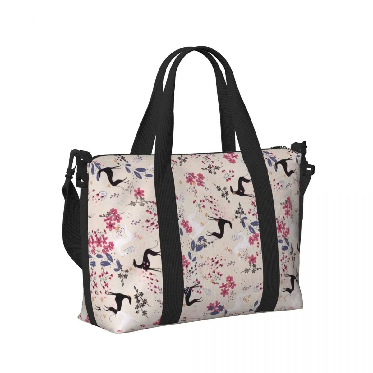 Большая большая сумка-тоут с борзой и цветком любви женская животными уиппет