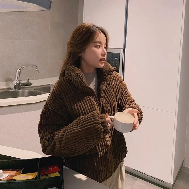 Cotton Coat Female 2022 Autumn Winter New Short Korean Loose Casual Corduroy Parkas Women Thick Loose Warm Student Padded Jacket