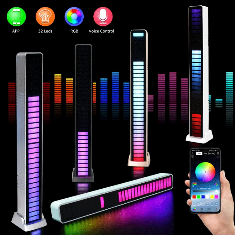 

RGB Sound Activated Led Lights Music Rhythm Pick Up Ambient Bar Light with App Control Rechargeable Atmosphere Lamp Gaming Room