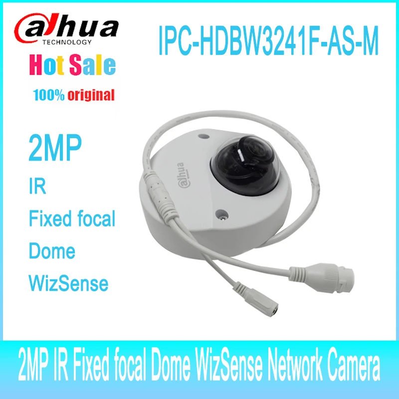 Dahua Ip Camera IPC-HDBW3241F-AS-M 2MP POE Starlight IR30M Built-in Mic Security Fixed focal Dome WizSense Network Camera iptv