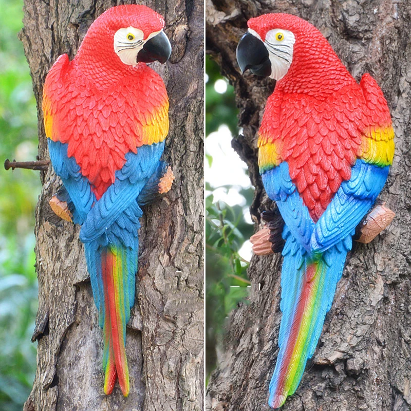 

1 Pc Garden Tree Resin Parrot Statue DIY Outdoor Decoration Bird Sculpture Ornament For Home Office Garden Decor Ornament