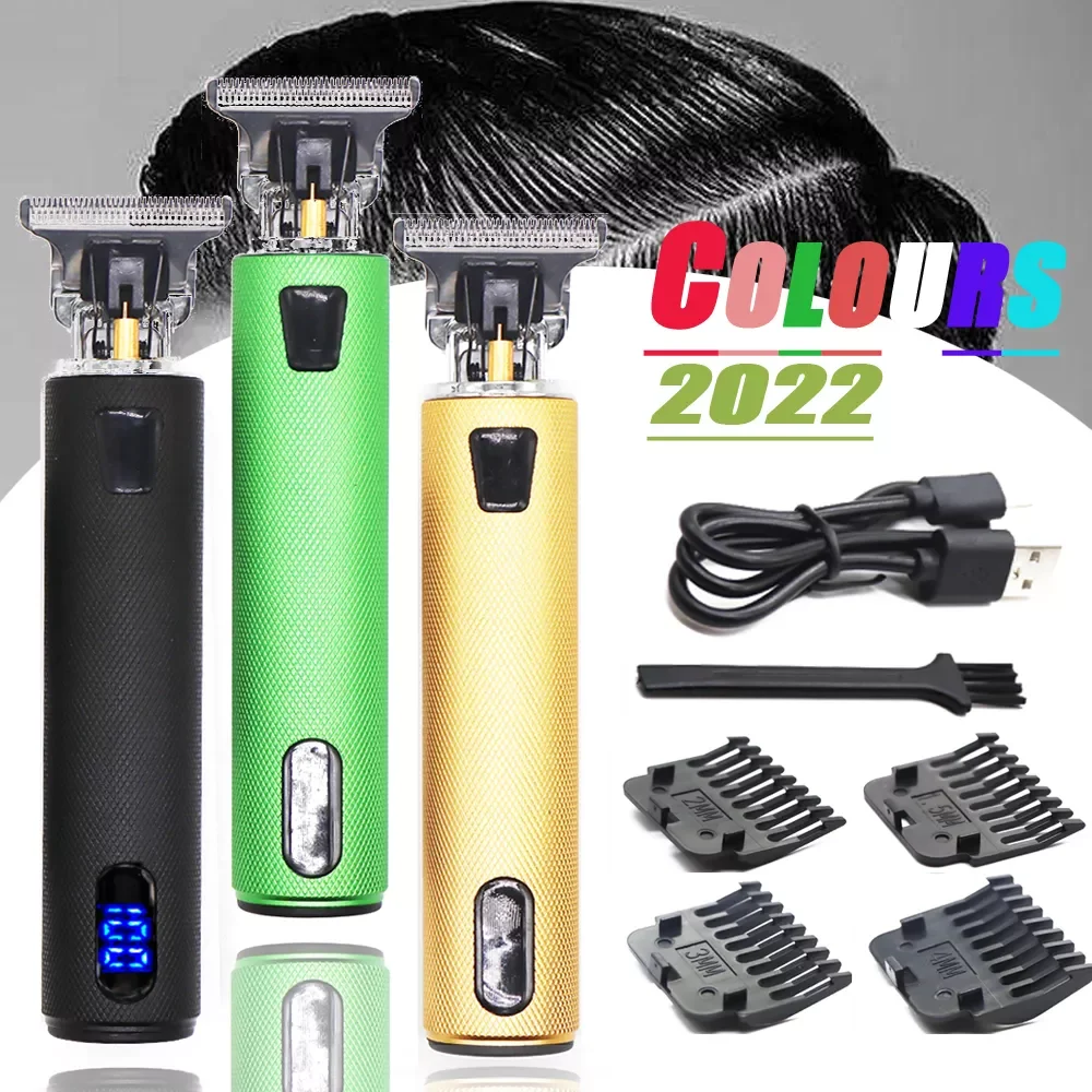 New in T9 0mm Professional LCD Display Hair  Clipper  Trimmer Men's Retro Barber Shaver Carving Oil Head Scissors free shipp
