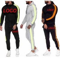 spring sports sweater set side stripe design casual two piece pants set men outfits