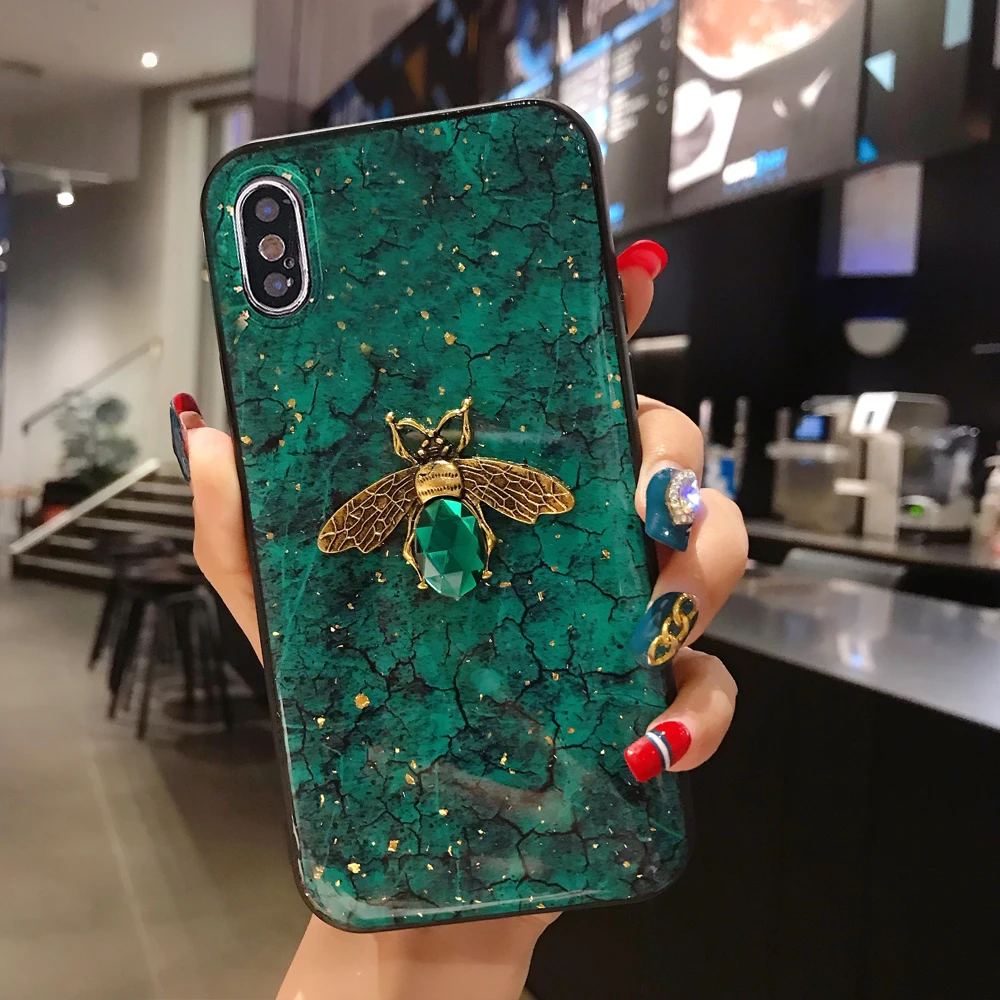 Glitter Gold Foil Marble 3D bee case For Samsung galaxy A90 5G A70 A51 A71 A50 A30 A13 A34 A21 A31 A53 A21S A22 A32 A52 5G Funda