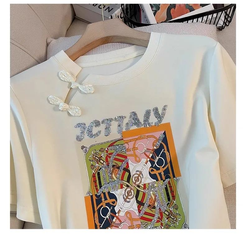 Женский спортивный костюм в китайском стиле повседневный свободный из двух