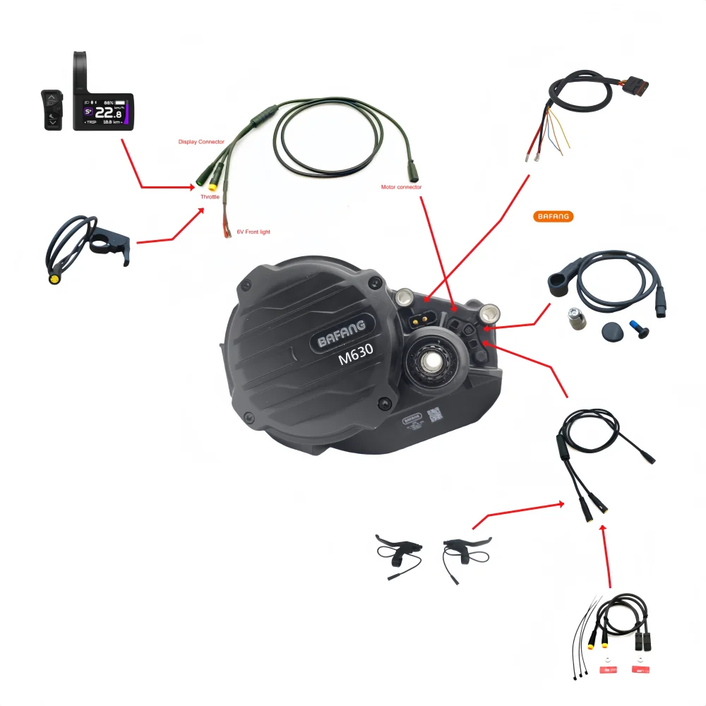 Фото Комплект для переоборудования электровелосипеда Bafang M630 48V 52V 40A 35A 1500W с центральным двигателем для снежных условий, с дисплеем DZ41 (замена M620 G510) №3