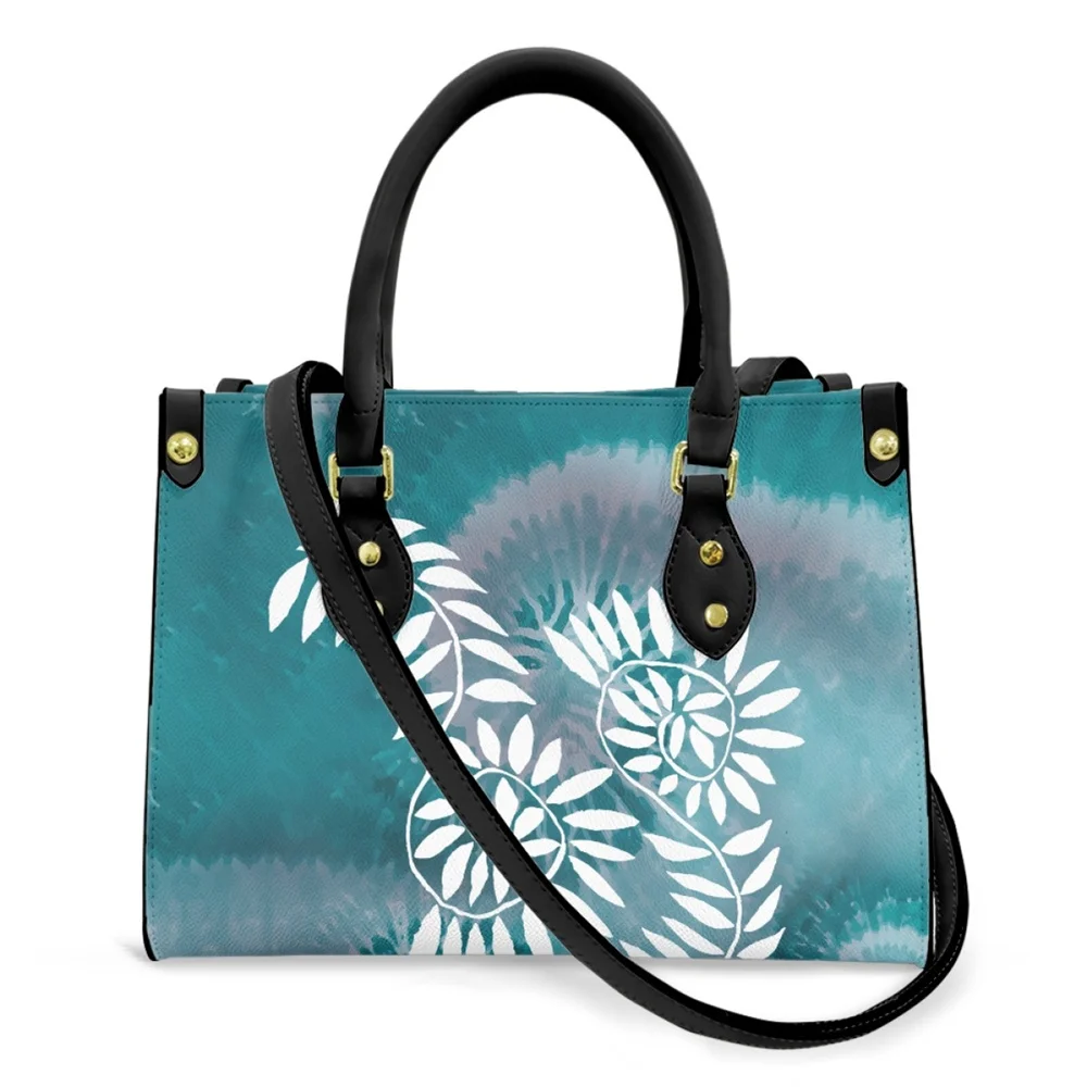 

2022 New For Women's PU Leather Luxury Shopping Casual One Shoulder Handbags Polynesian Tribal Samoa Custom Print Logo Designer
