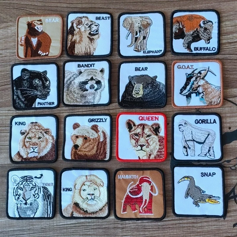 

Animals Tiger Beast Punk Elephant Patches Stripe Stickers For Clothing Hat DIY Embroidery Sew On Jeans Appliques