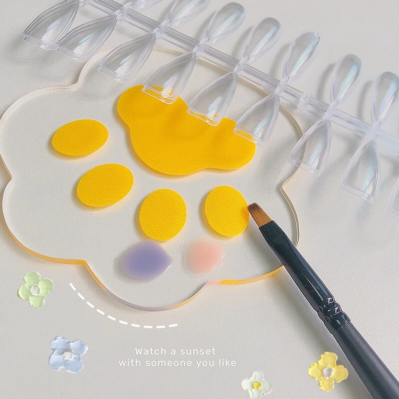 

1Pc Acrylic False Nail Tips Drawing Nail Color Palette Flower Cat Claw Display Stand for Nail Color Mixing Display Manicure Tool