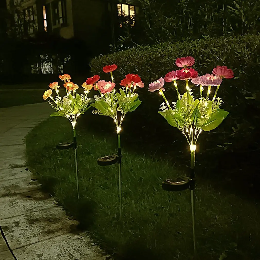 LED Solar Snow Lotus Garden Lamp Outdoor Solar Light Garden Flower Lamp Solar Power Yard Lawn Path Wedding Lights