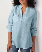 korean fashione women loose shirt female long sleeve v neck casual solid blouse linen womens clothing