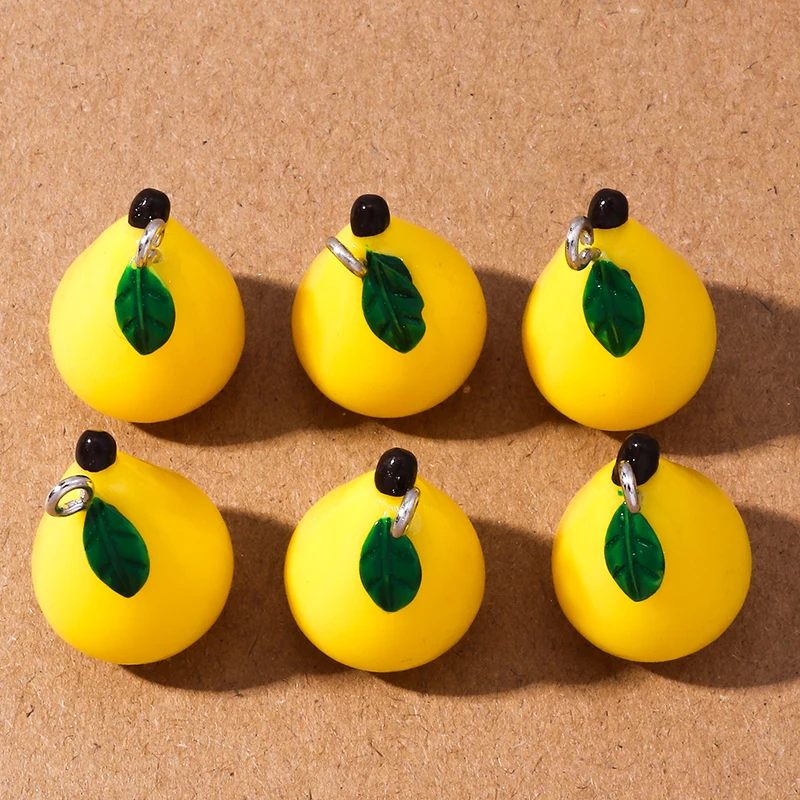 

10pcs 15x24mm 3D Resin Cute Fruit Lemon Charms Pendants for Jewelry Making DIY Necklaces Earrings Handmade Bracelets Crafts Gift