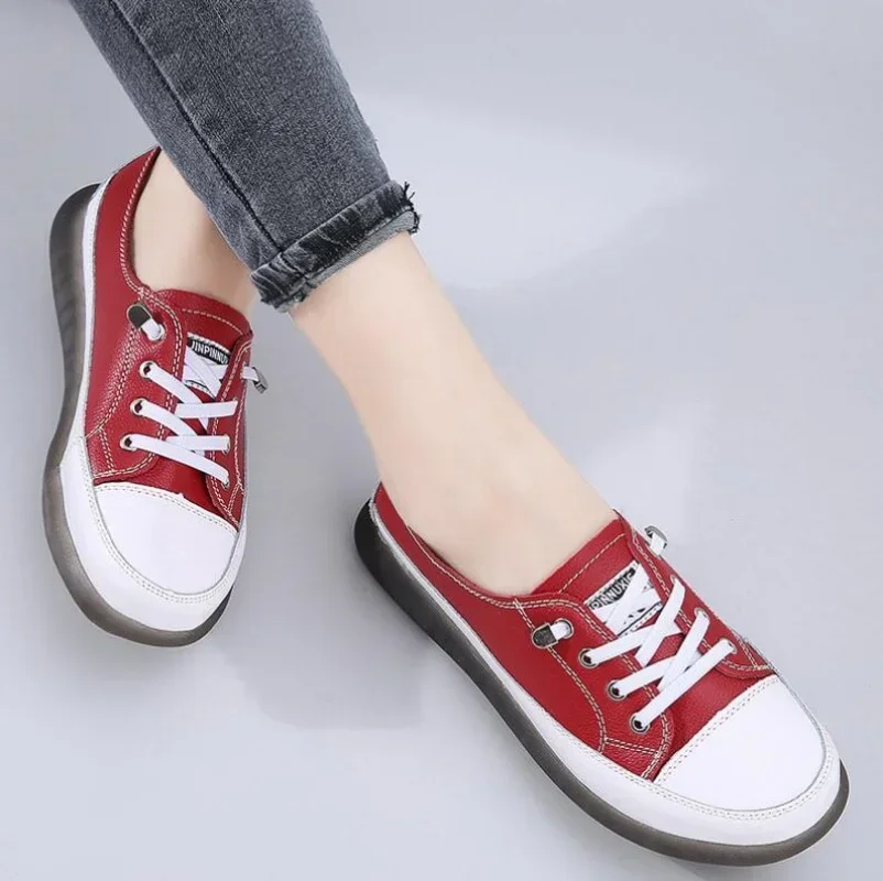 Женские мокасины из натуральной кожи Белые Повседневные туфли на плоской